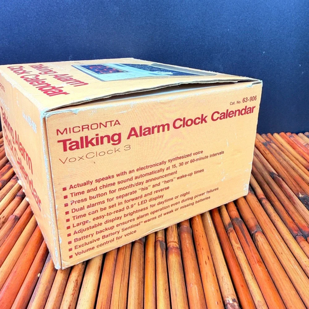 Micronta Talking Alarm Clock VoxClock 3 Silver 63-906 Tested Works! Radio Shack